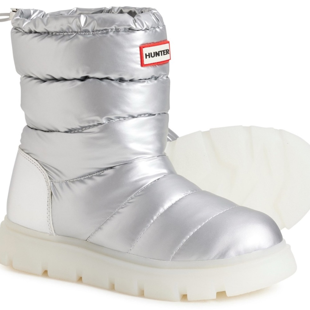 Hunter Silver and White Winter Boots